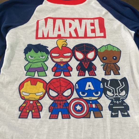 Marvel Boys pajama top waffle long sleeve sleep shirt medium 8-10 NWT - Picture 2 of 9